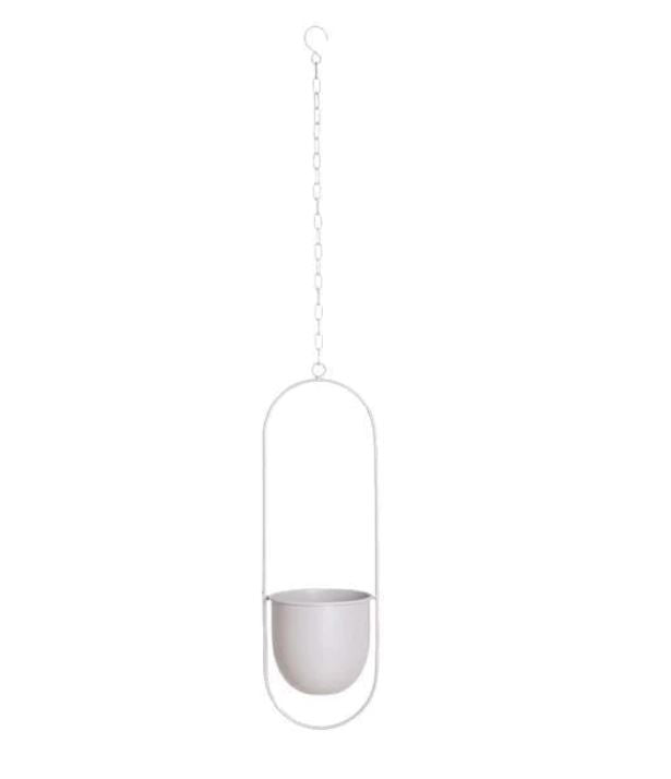 Stylish Indoor and Outdoor Plant Hanger - LeafLuxe-Oval-White-Nora Luxe