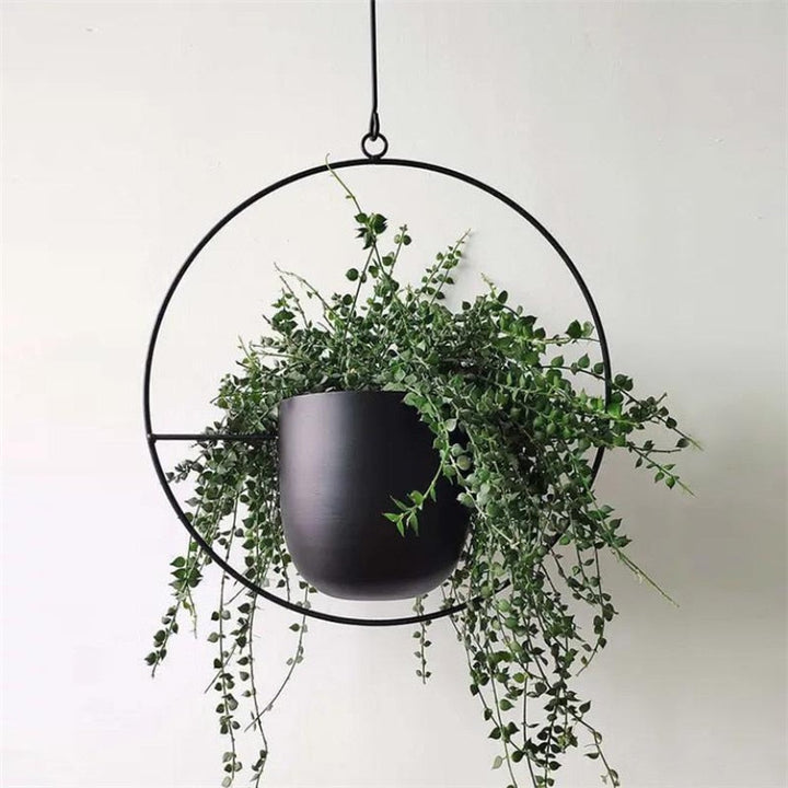 Stylish Indoor and Outdoor Plant Hanger - LeafLuxe-Round-Gold-Nora Luxe