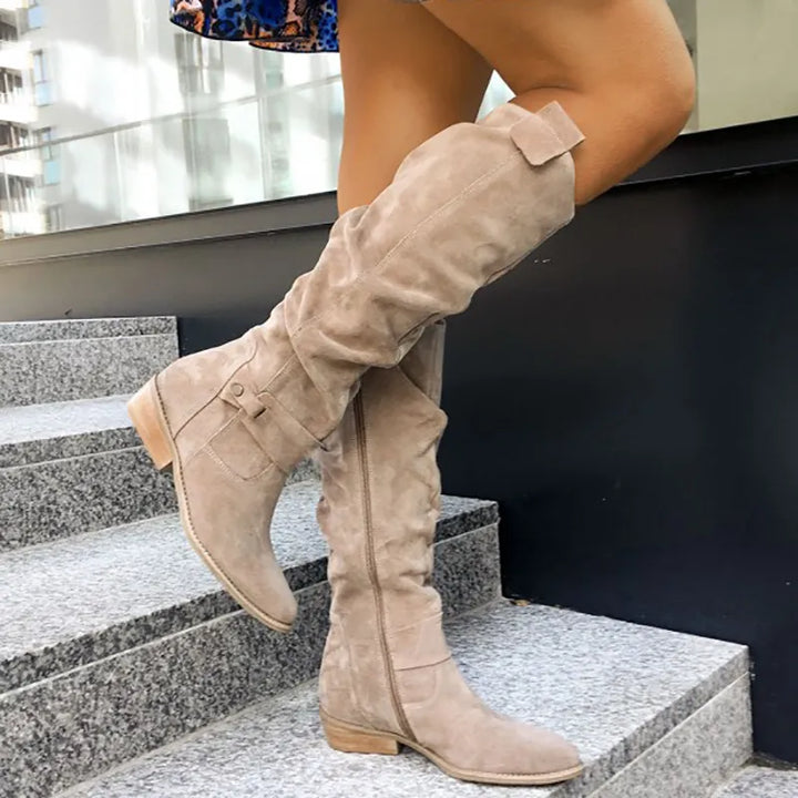 Stylish Knee-High Winter Boots for Women - Frost-Beige-4.0-Nora Luxe