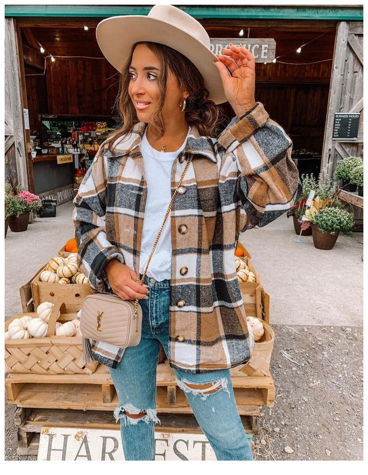 Stylish Ladies' Autumn Cardigan - Sophie-Brown Accent-S-Nora Luxe