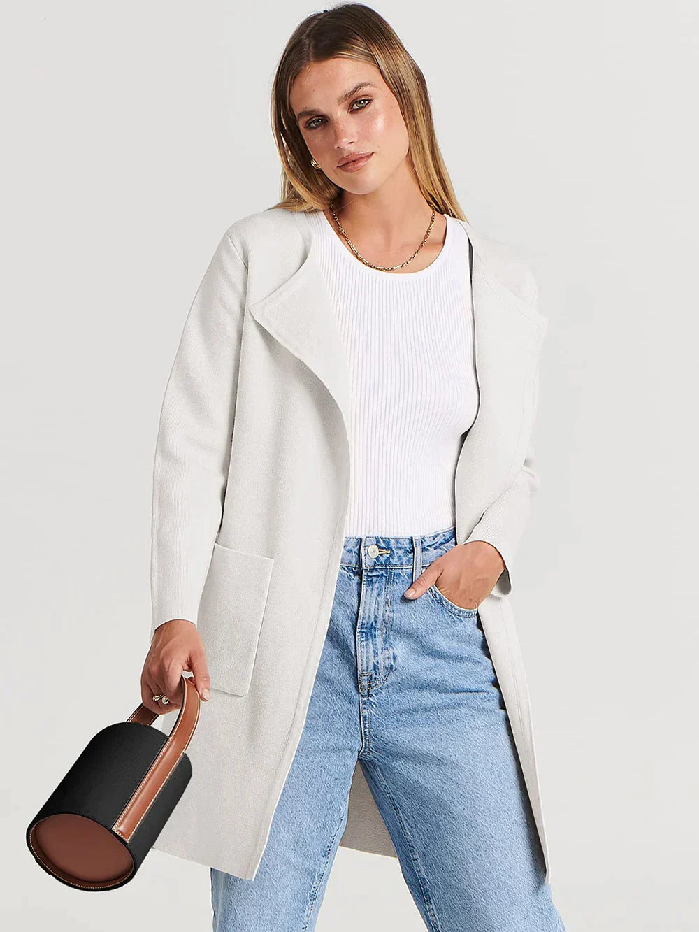 Stylish Ladies' Cardigan - Djamila-White-S (4-6)-Nora Luxe
