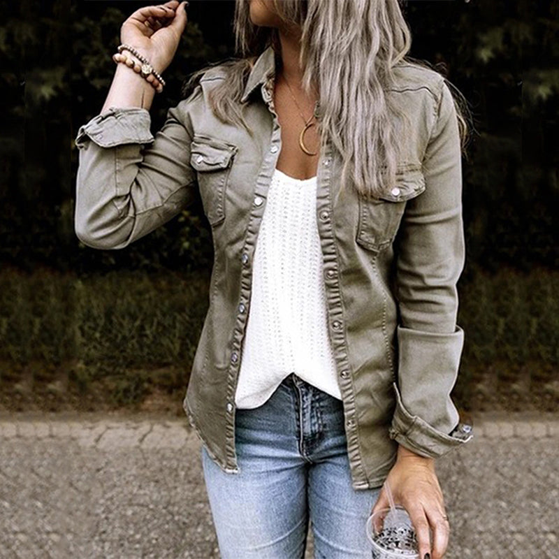 Stylish ladies' denim jacket - Elisa-Gray-S-Nora Luxe