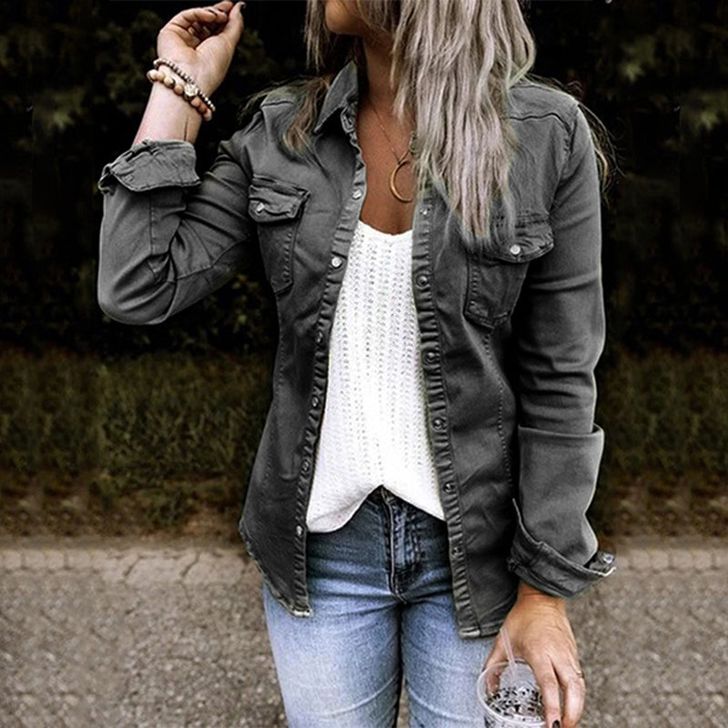 Stylish ladies' denim jacket - Elisa-Gray-S-Nora Luxe