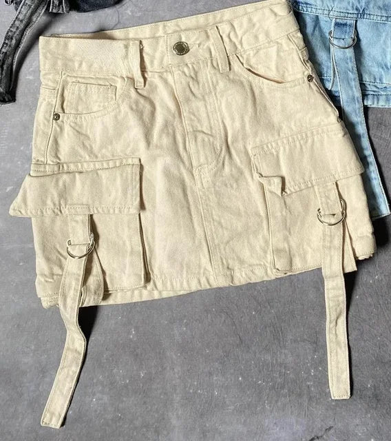 Stylish Ladies' Denim Skirt - Celeste-Khaki-S-Nora Luxe