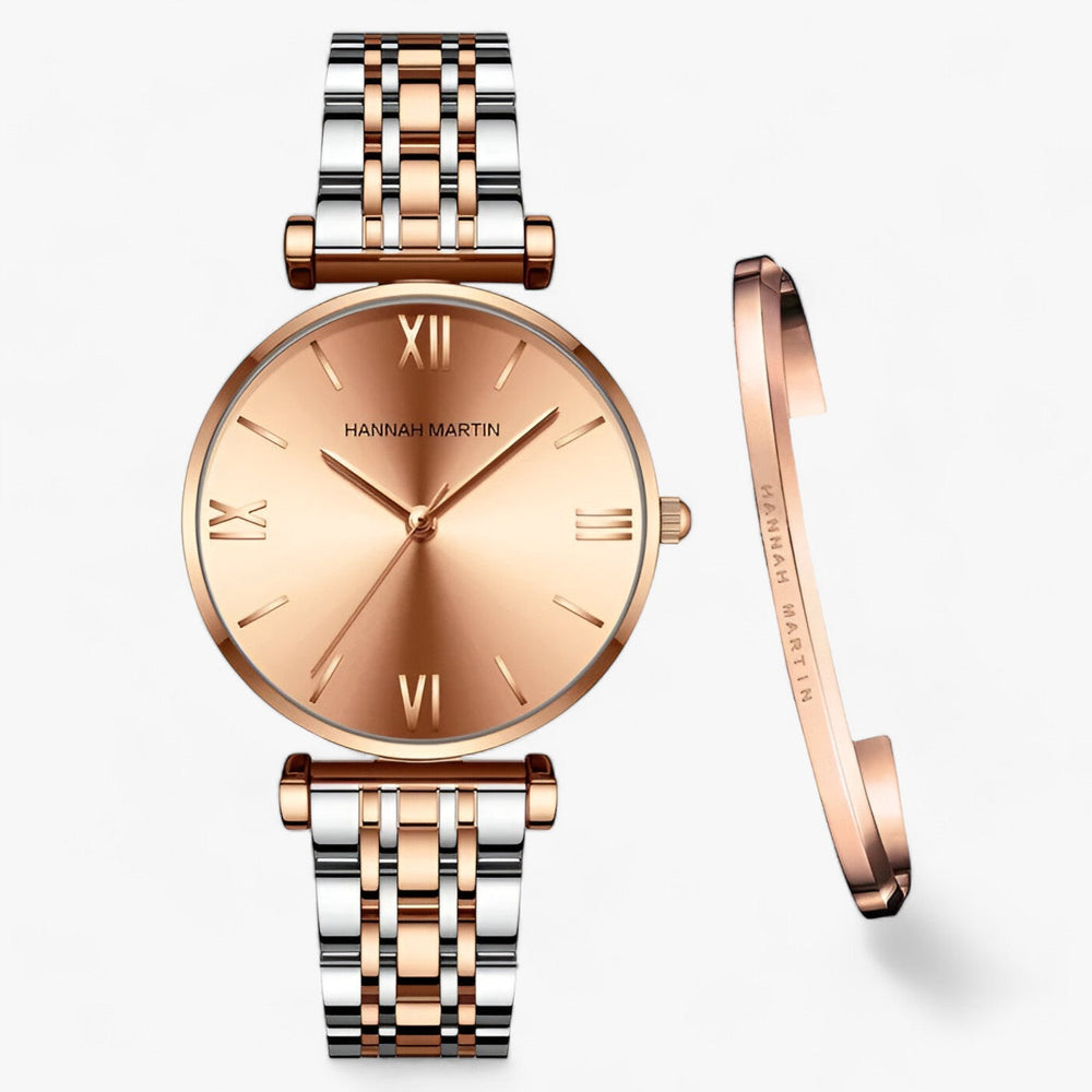 Stylish Ladies Titanium Watch - Adeline-Rose Gold Silver-Nora Luxe