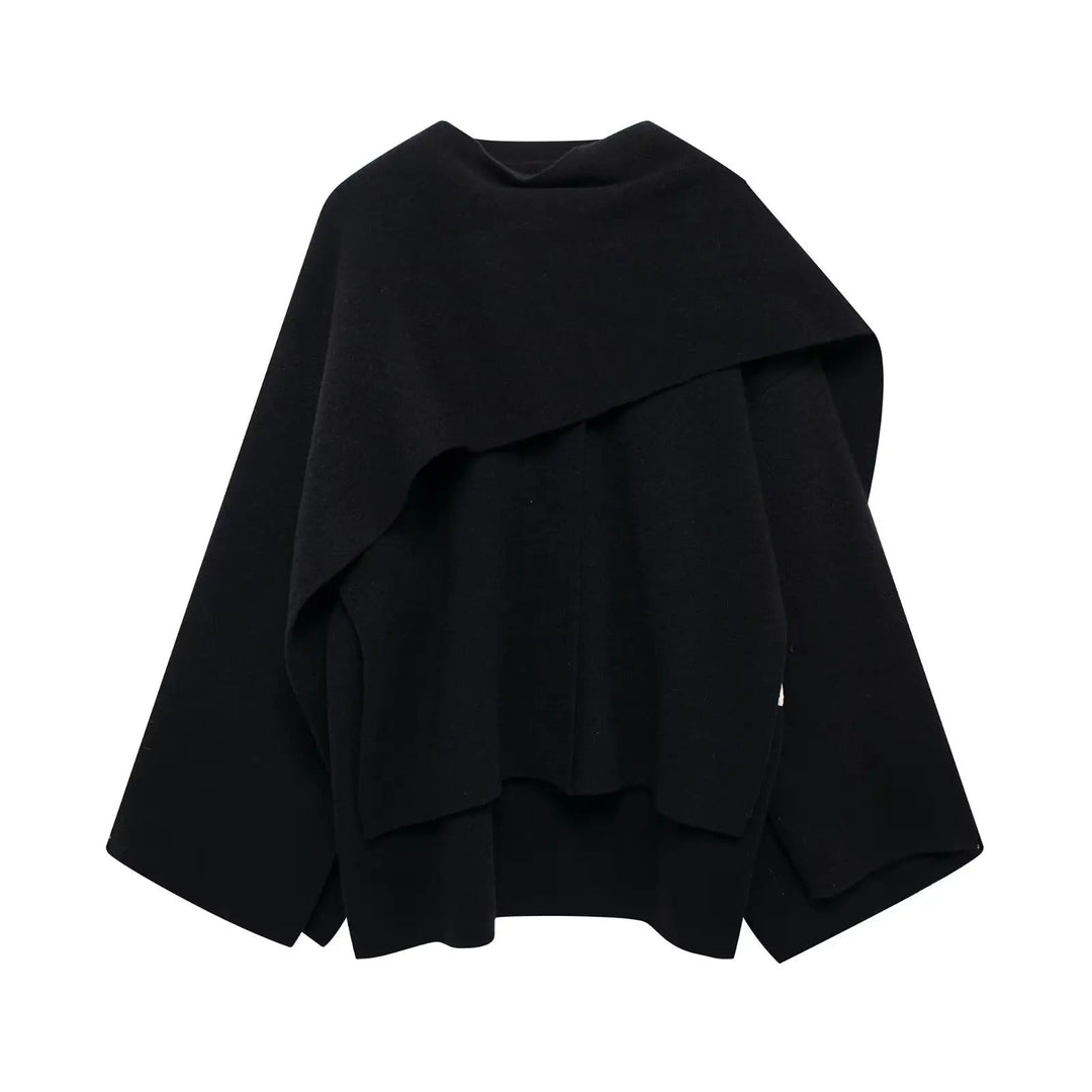 Stylish Ladies Winter Poncho - Ella-Dark blue-S-Nora Luxe