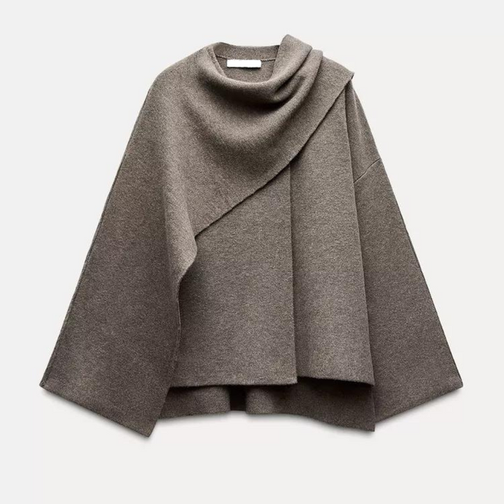 Stylish Ladies Winter Poncho - Ella-Gray-S-Nora Luxe