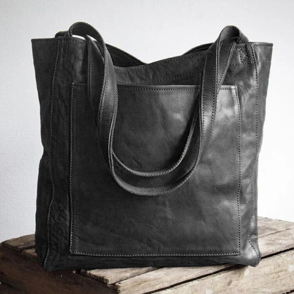 Stylish Leather Ladies Shoulder Bag - Elisa-Black-Nora Luxe
