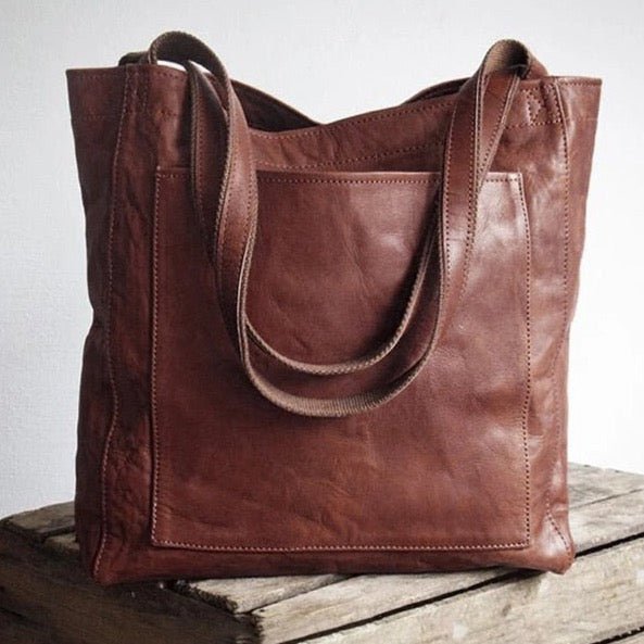 Stylish Leather Ladies Shoulder Bag - Elisa-Dark brown-Nora Luxe