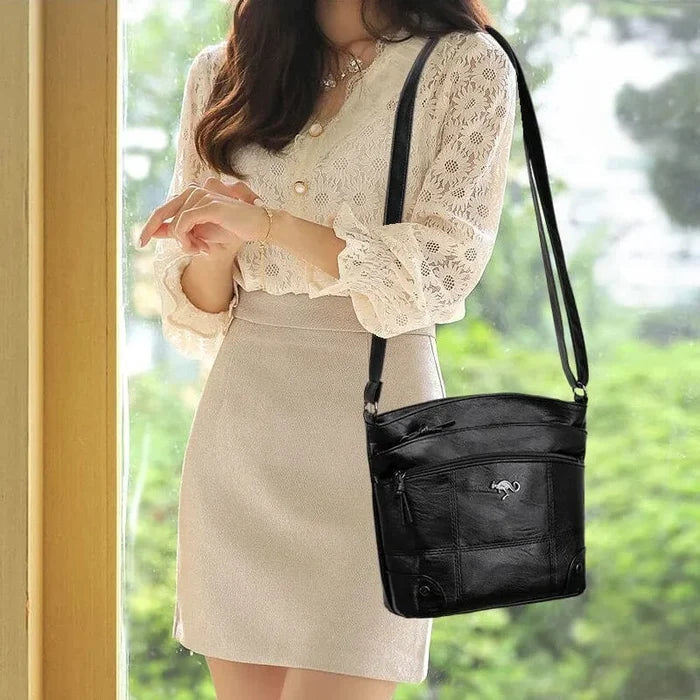 Stylish Leather Ladies Shoulder Bag - Sabrina-Brown-Nora Luxe