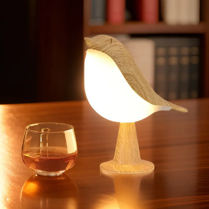 Stylish LED Bird Lamp with Touch Control and Aromatherapy - FeatherGlow-Beige-Nora Luxe