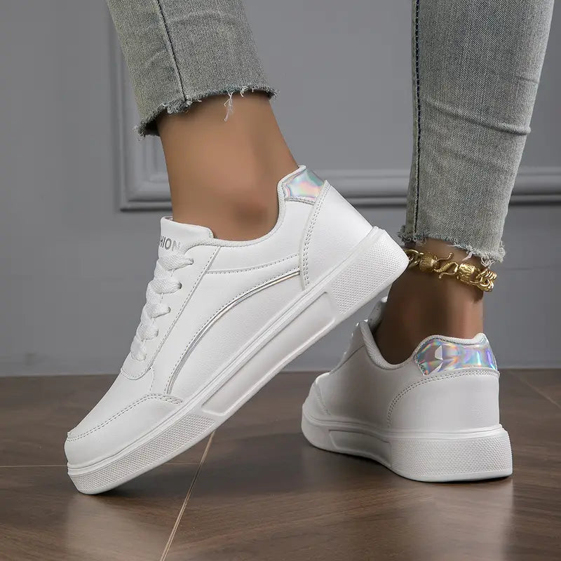 Stylish Lightweight Women's Sneakers - Elena-Silver-3.5-Nora Luxe