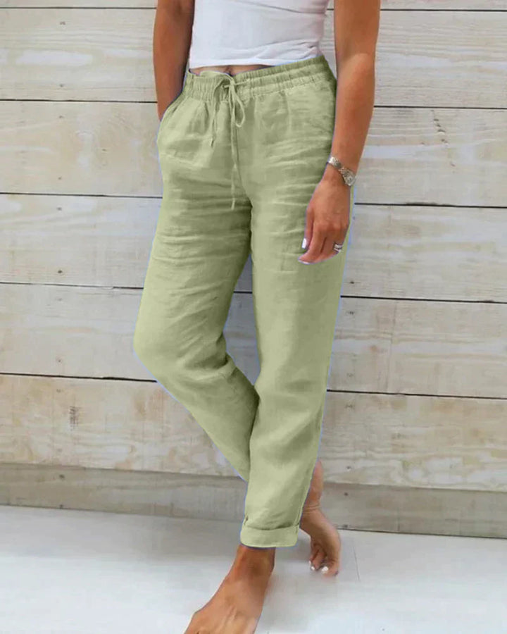 Stylish linen trousers for women – Selina-Green-XS-Nora Luxe