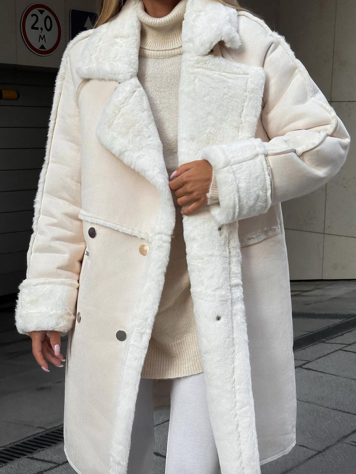 Stylish Long Polar Fleece Women's Coat - Ava-Beige-S-Nora Luxe