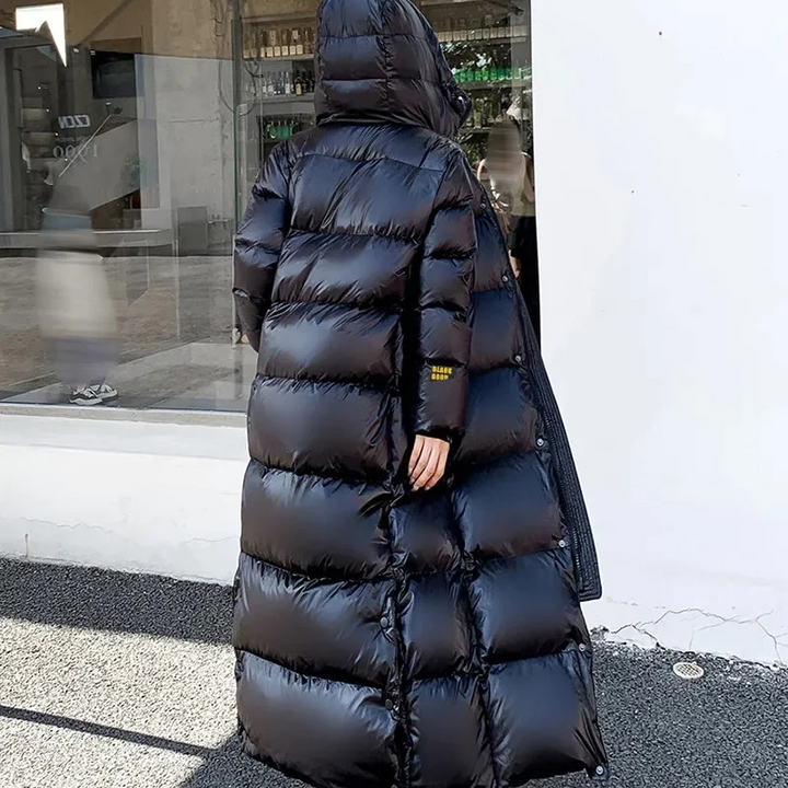 Stylish Long Quilted Winter Coat for Women - Mila-Black-S-Nora Luxe
