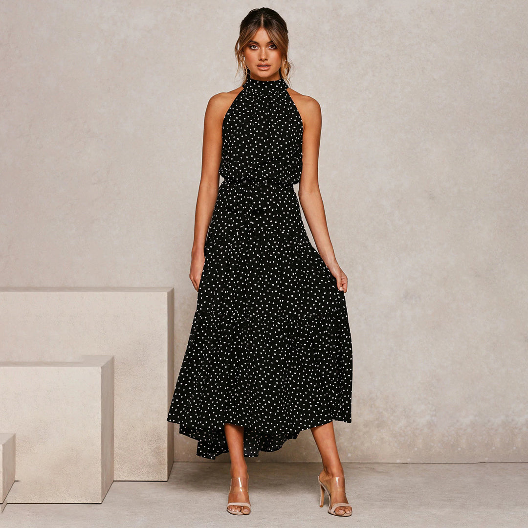 Stylish Long Summer Dress - Lucienne-Black-S-Nora Luxe
