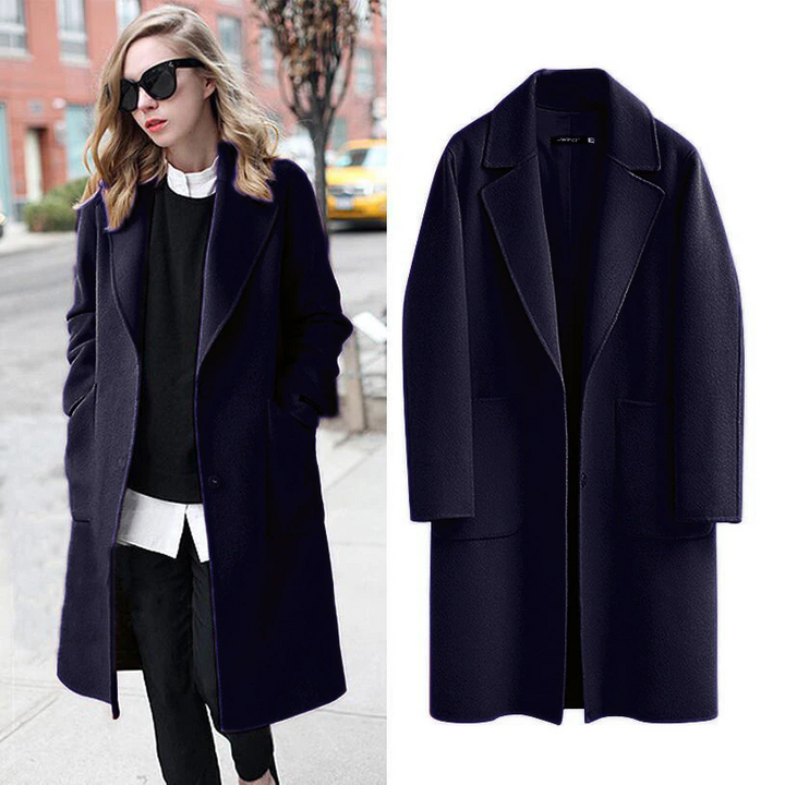Stylish Long Women's Coat - Sophia-Black-M-Nora Luxe