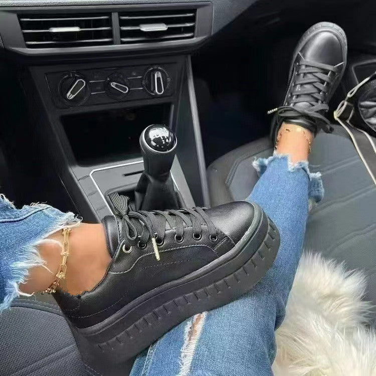 Stylish Luxury Platform Women's Sneakers - Nina-Black-3.5-Nora Luxe