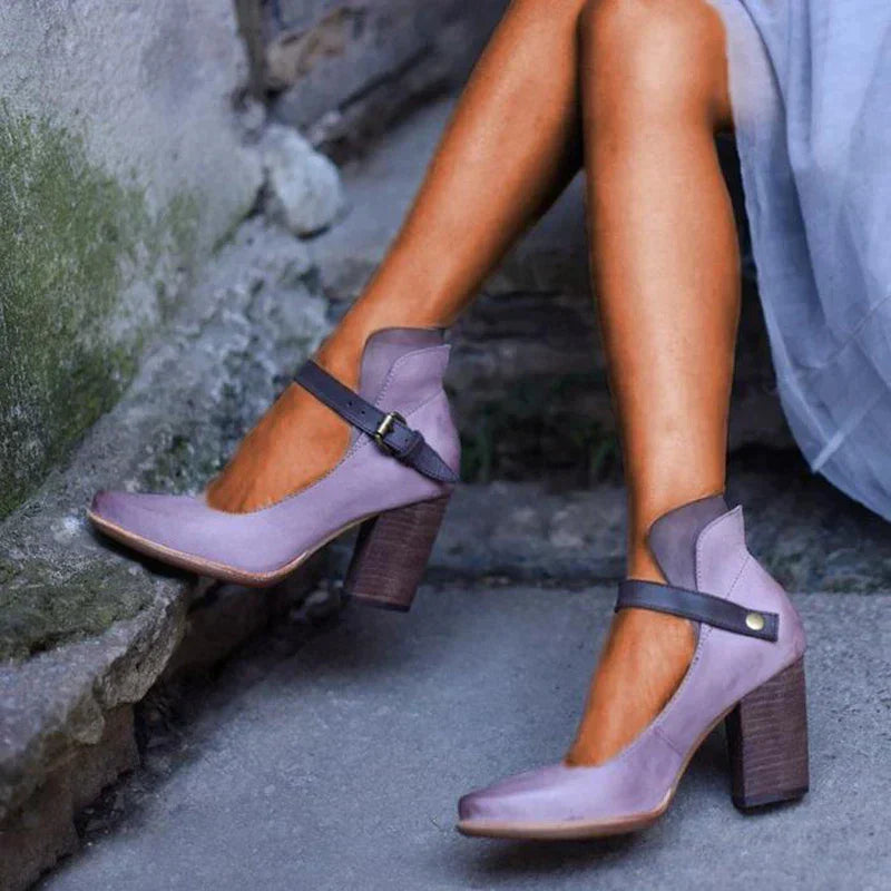 Stylish Mary Jane Pumps - Isabella-Purple-5.5-The Livary