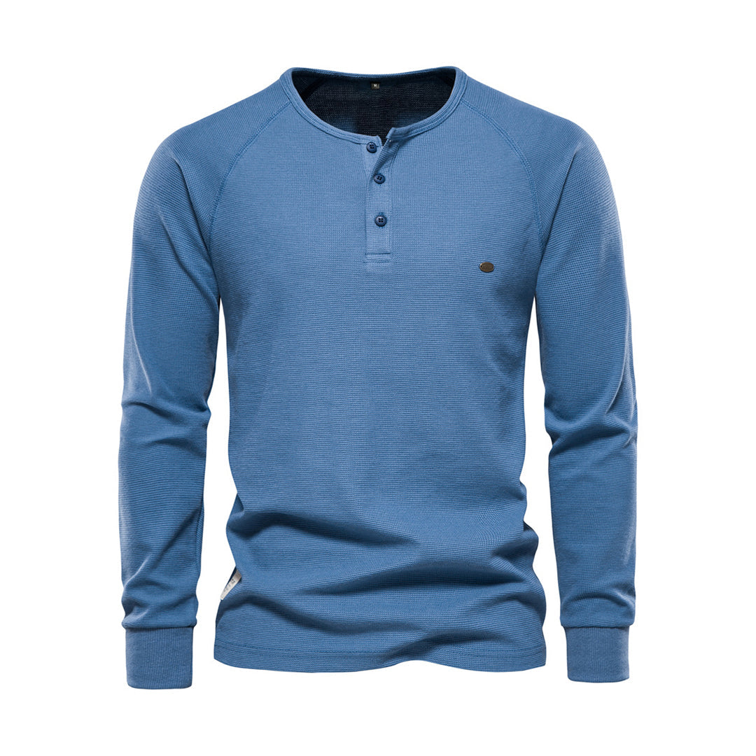Stylish Men's Long Sleeve Shirt - Milo-Blue-S-Nora Luxe