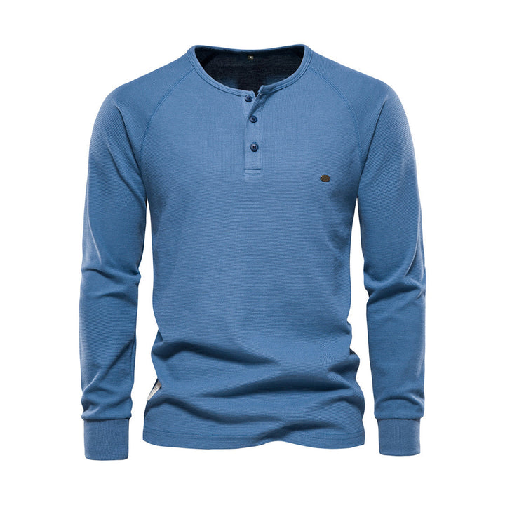 Stylish Men's Long Sleeve Shirt - Milo-Blue-S-Nora Luxe