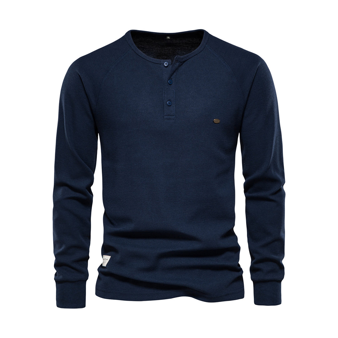 Stylish Men's Long Sleeve Shirt - Milo-Dark blue-S-Nora Luxe