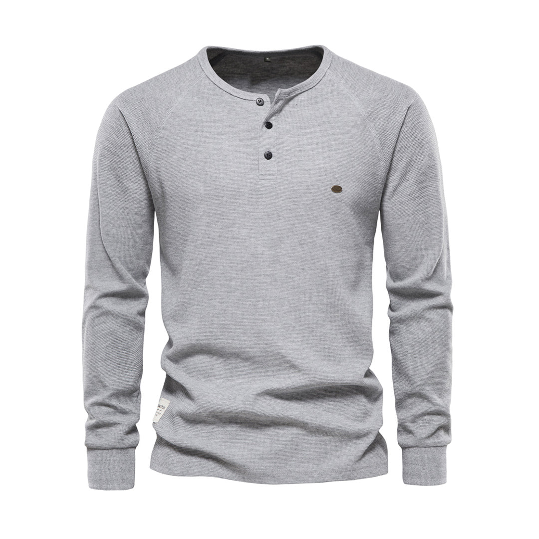 Stylish Men's Long Sleeve Shirt - Milo-Gray-S-Nora Luxe