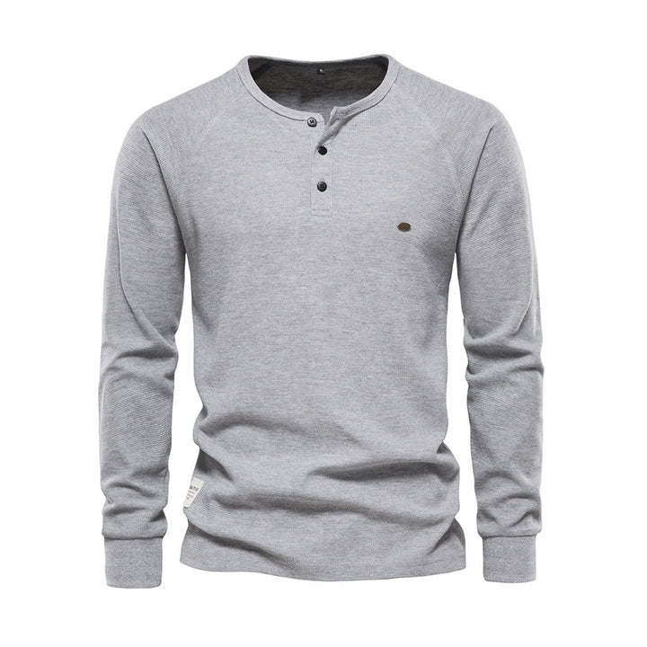 Stylish Men's Long Sleeve Shirt - Milo-Gray-S-Nora Luxe