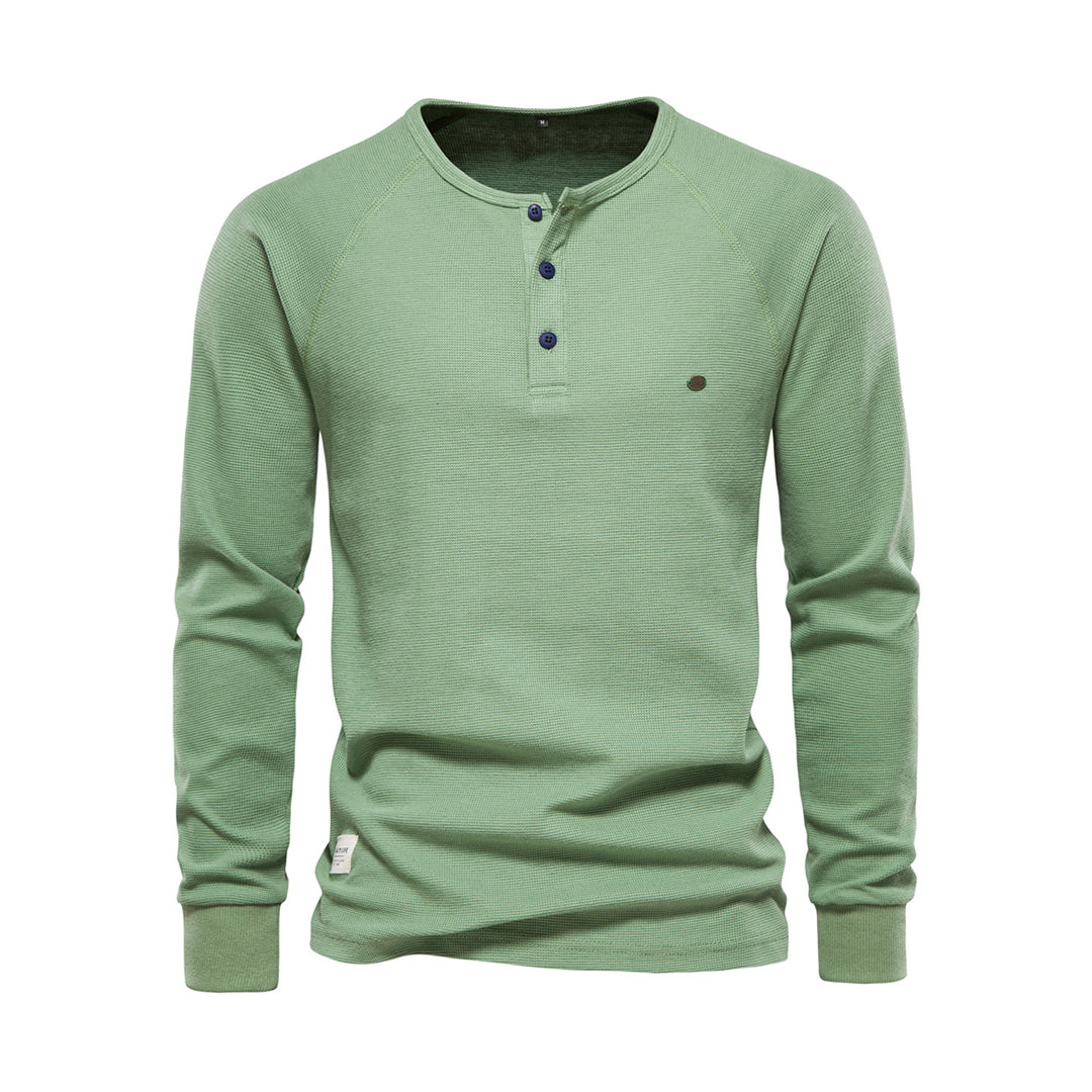 Stylish Men's Long Sleeve Shirt - Milo-Green-S-Nora Luxe
