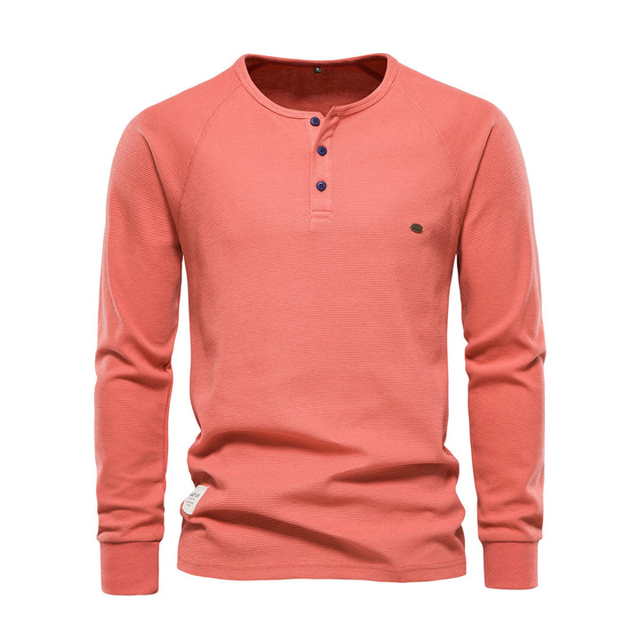 Stylish Men's Long Sleeve Shirt - Milo-Orange-S-Nora Luxe