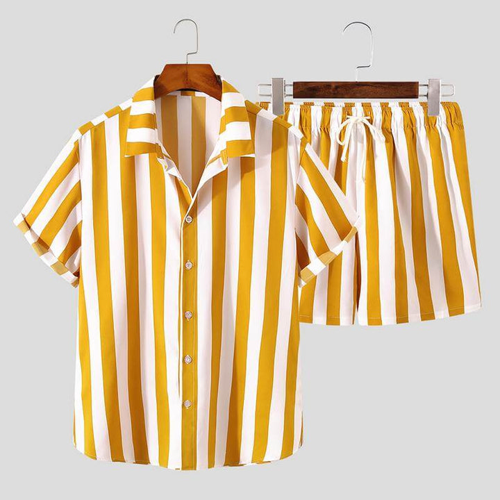 Stylish men's summer set with striped pattern - StripesFresh-Yellow-S-The Livary