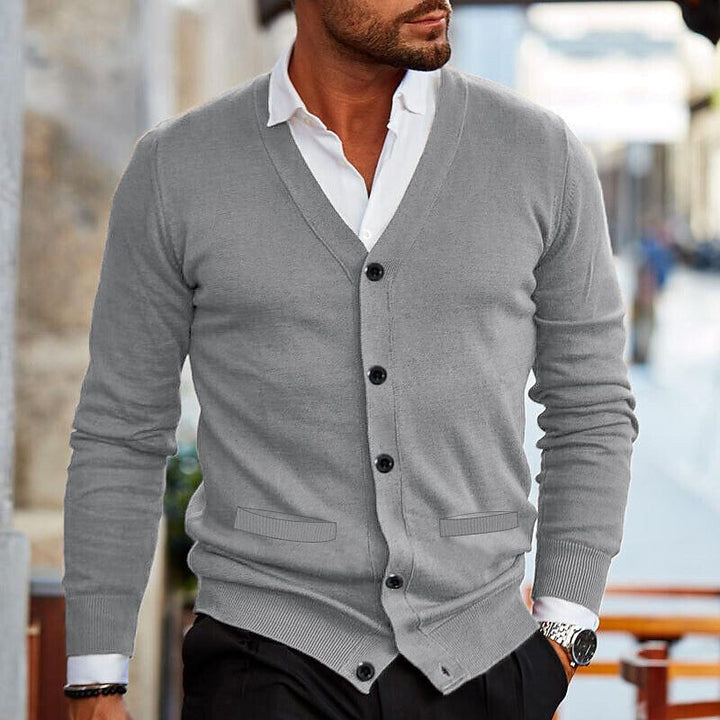 Stylish Men's Waistcoat with V-neck and Button Closure - Lucas-Dark Red-S-Nora Luxe