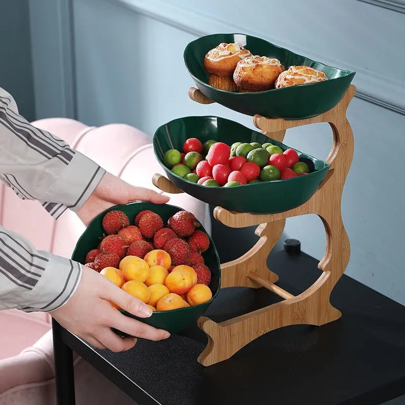 Stylish Metal Fruit Stand with 2 or 3 Tiers - StackFruit-Beige (2 Layers)-Nora Luxe