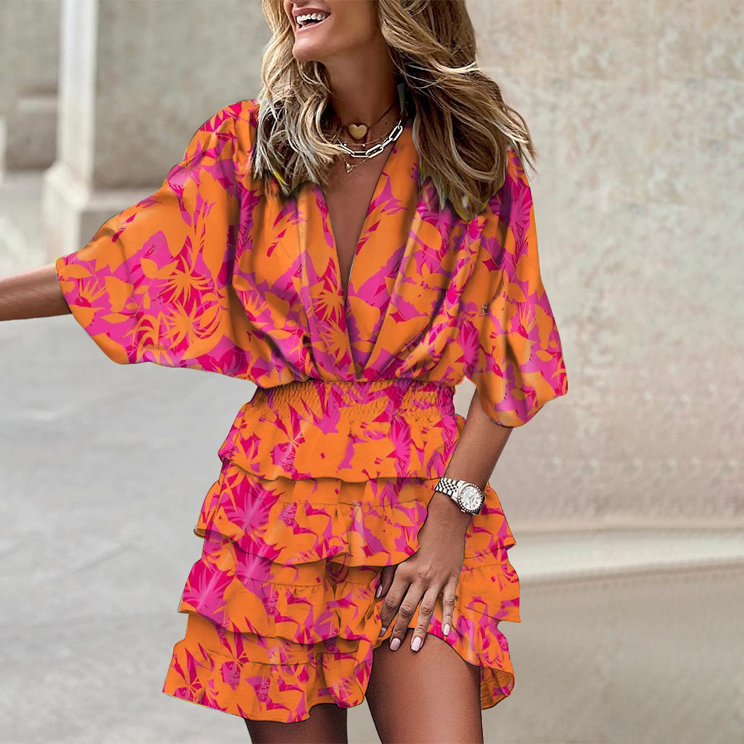 Stylish Mini Dress - Elena-Orange-S-Nora Luxe