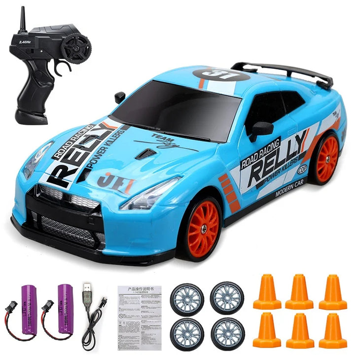 Stylish Mini Drifter for Exciting Adventures - SwiftDrift-Nissan GTR Blue 2x Battery-Nora Luxe