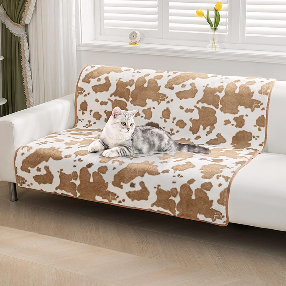 Stylish Pet Blanket with Cow Print - CozyCow-27.56 x 35.43 inches-Nora Luxe