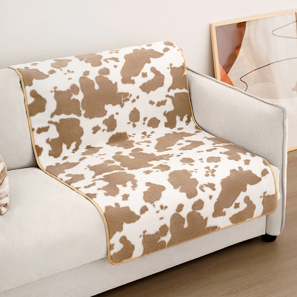 Stylish Pet Blanket with Cow Print - CozyCow-27.56 x 35.43 inches-Nora Luxe