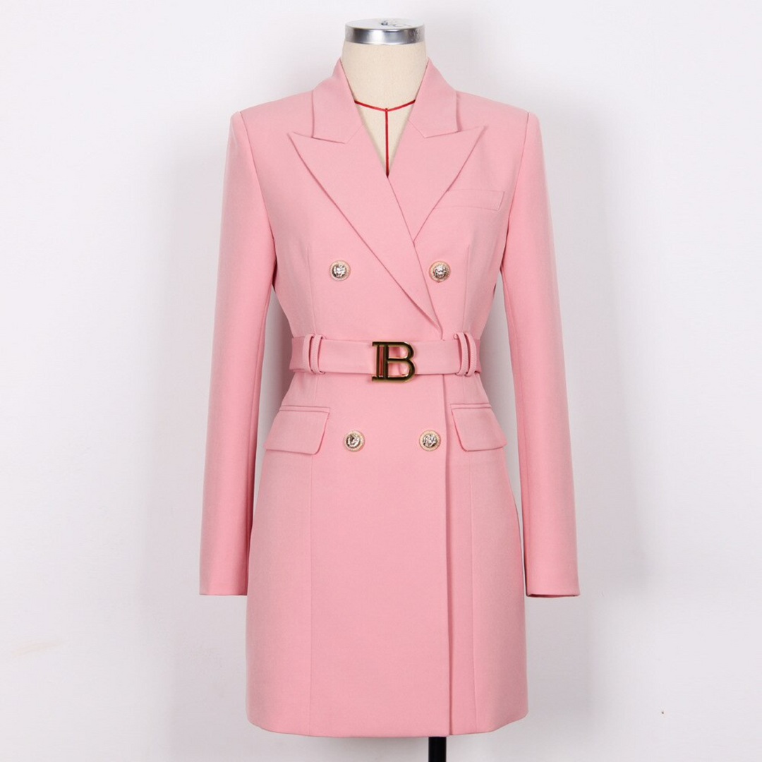 Stylish Plain Blazer Dress - Celeste-Light Pink-S-Nora Luxe