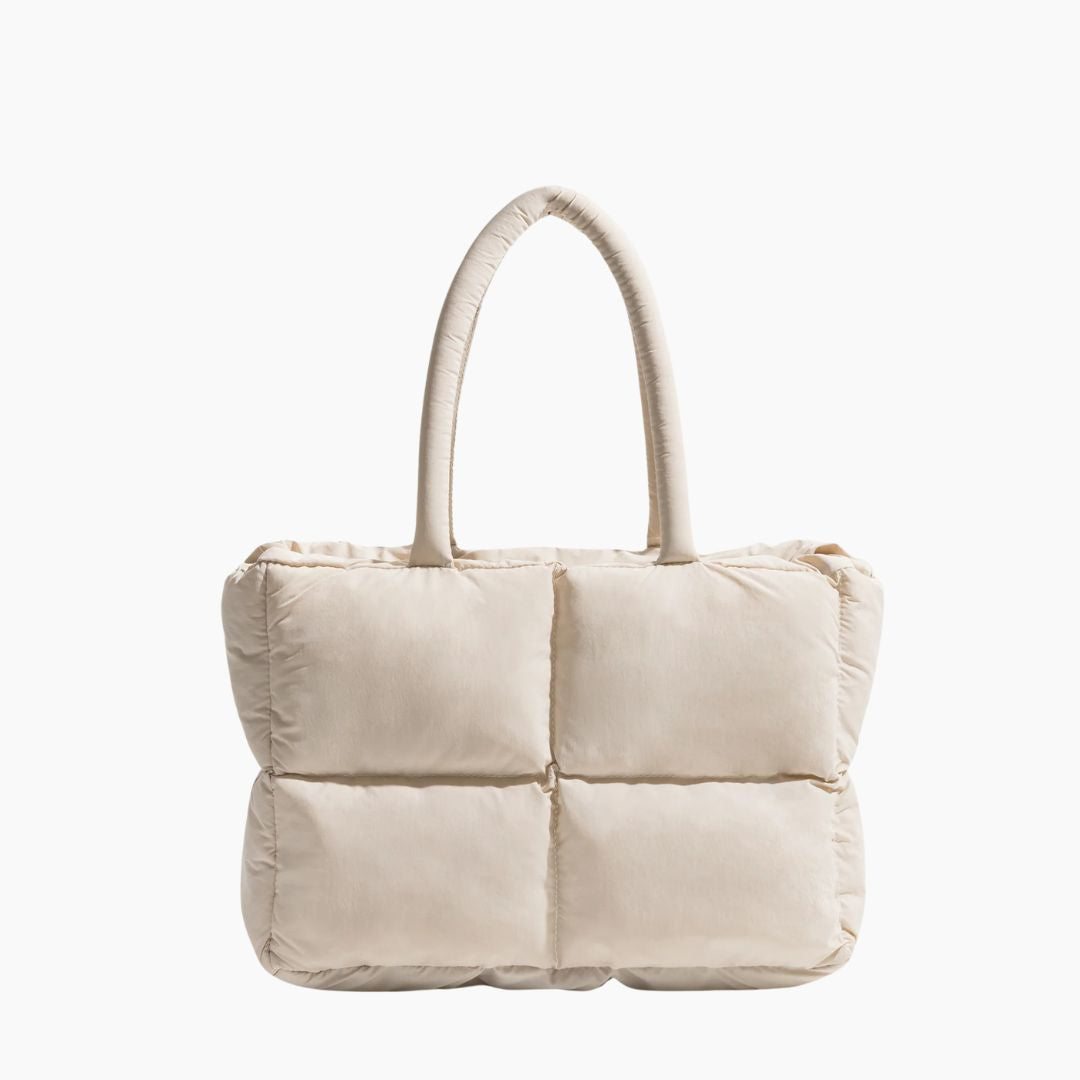 Stylish Puffer Shoulder Bag - Aurora-Cream-white-Nora Luxe
