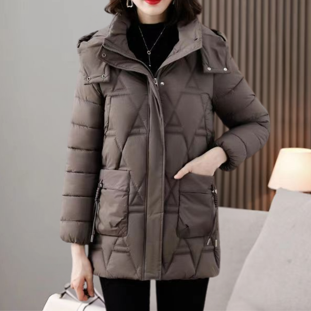 Stylish Quilted Ladies Jacket - Romy-Dark khaki-XS-Nora Luxe