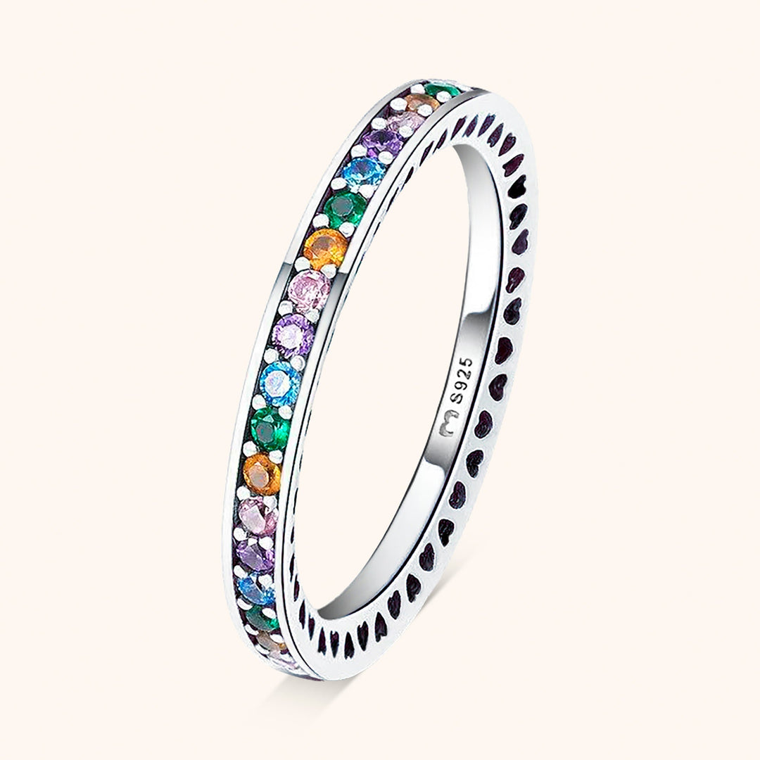 Stylish Rainbow Ring - Aurora-Silver-5-Nora Luxe