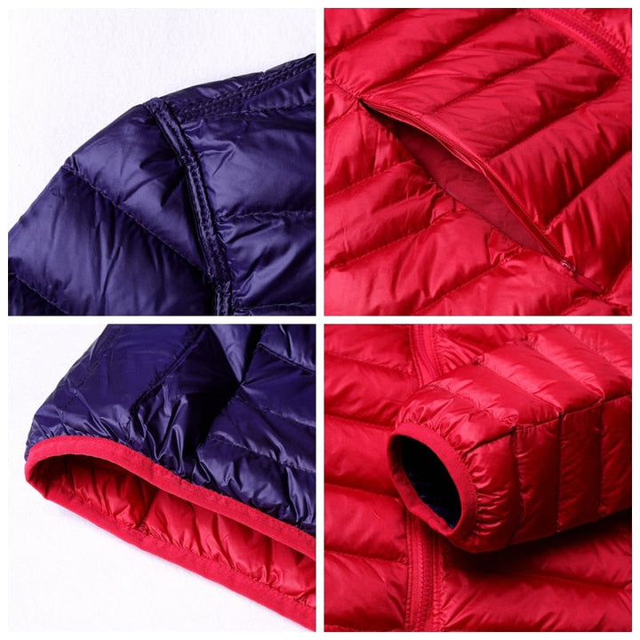 Stylish Reversible Women's Down Jacket - Aurora-Blue-S-Nora Luxe