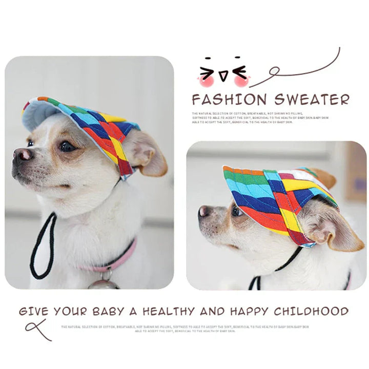 Stylish Round Edge Dog Cap - SunnyPaws-Stripe-S-Nora Luxe