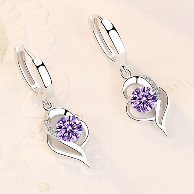 Stylish Silver Zircon Earrings for Women - Elsa-Purple-Nora Luxe