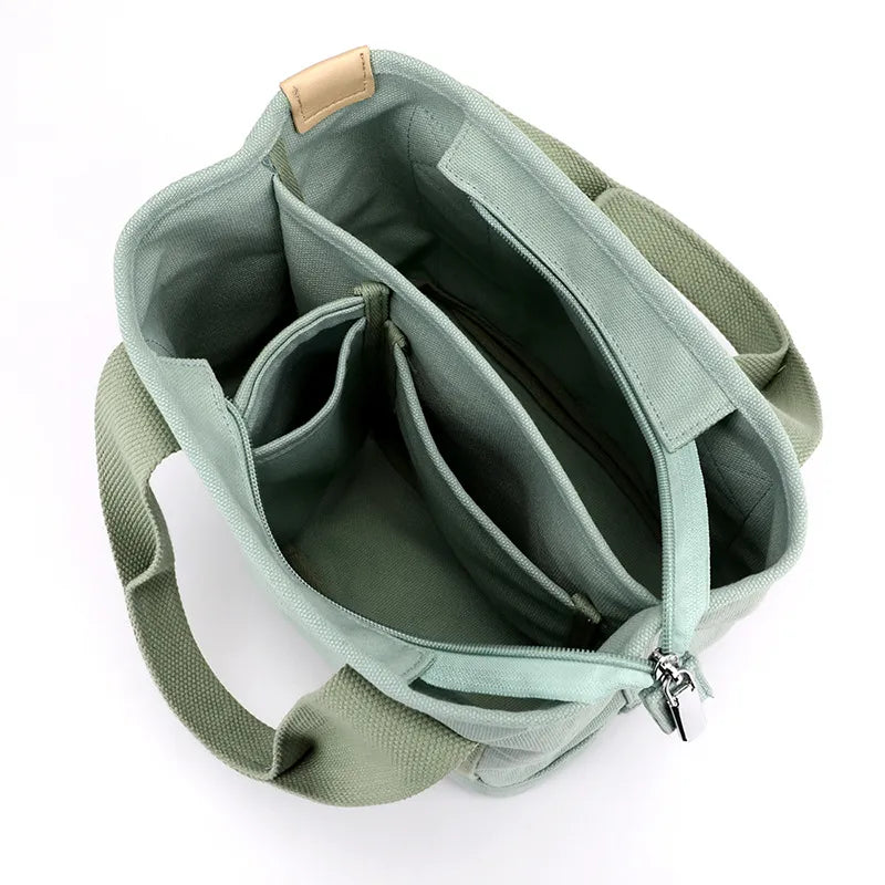 Stylish Small Canvas Women's Shoulder Bag - CitySling-Beige-Nora Luxe