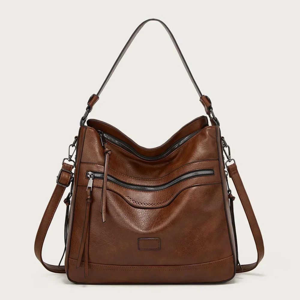 Stylish Spacious Leather Shoulder Bag - Elodie-Coffee-Nora Luxe
