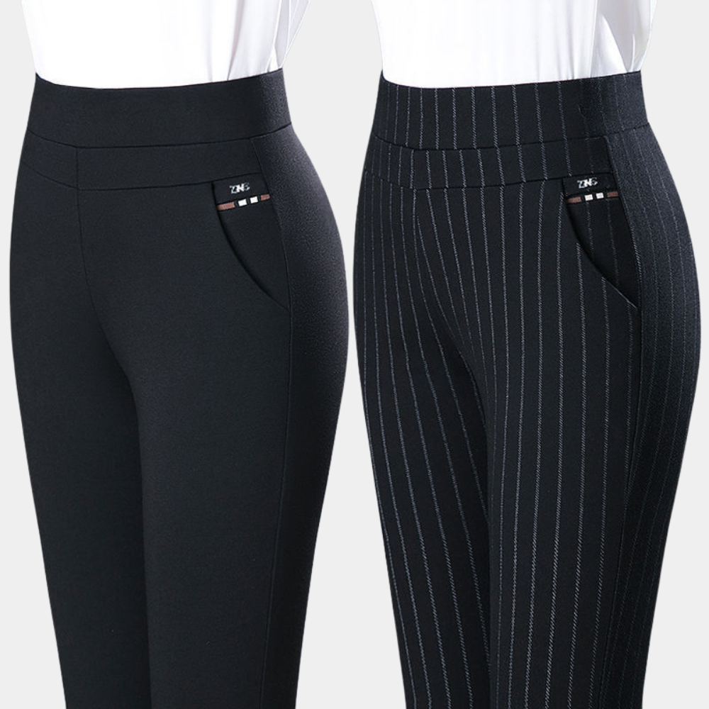 Stylish Stretch Ladies' Trousers - Elara-Black-M-Nora Luxe