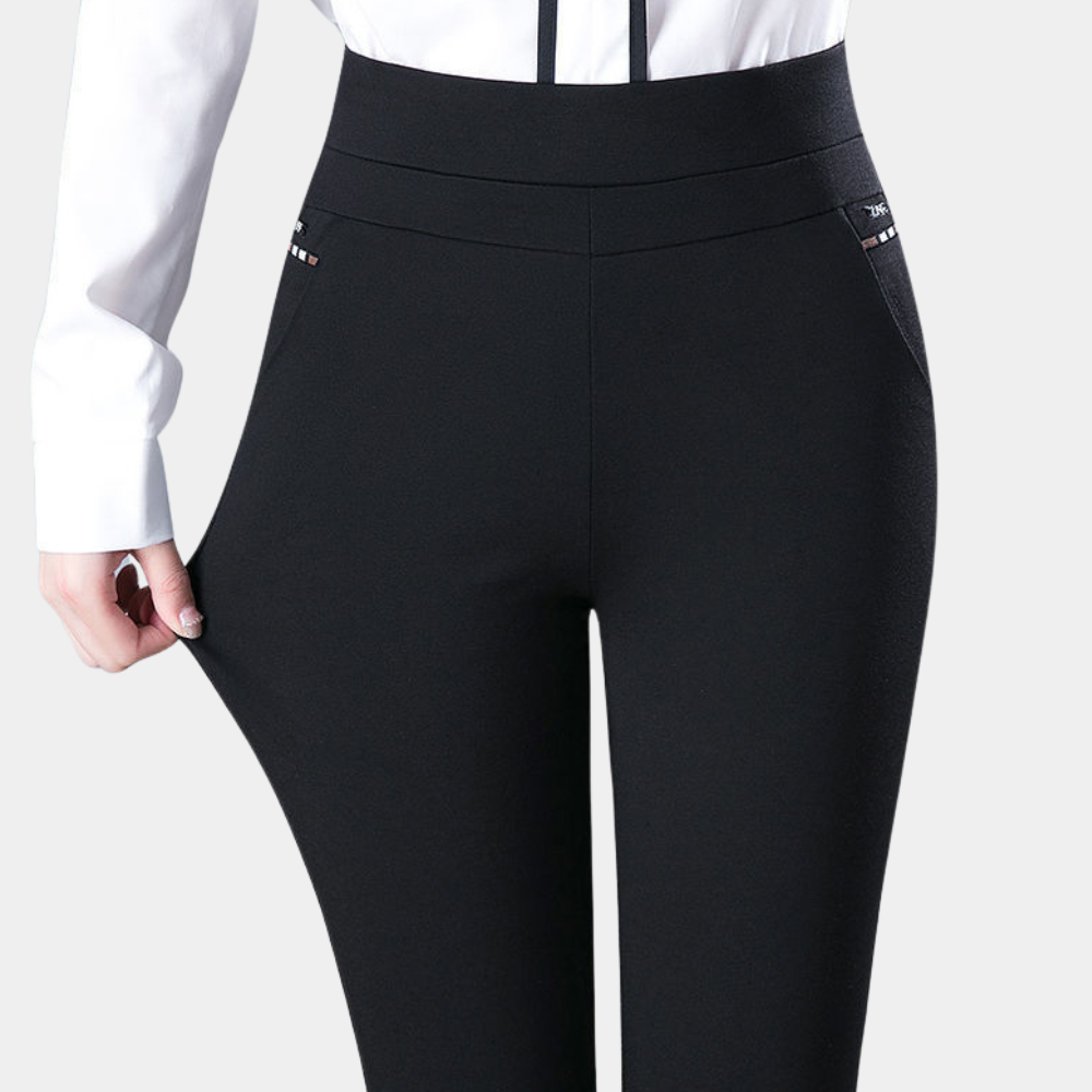Stylish Stretch Ladies' Trousers - Elara-Black-M-Nora Luxe