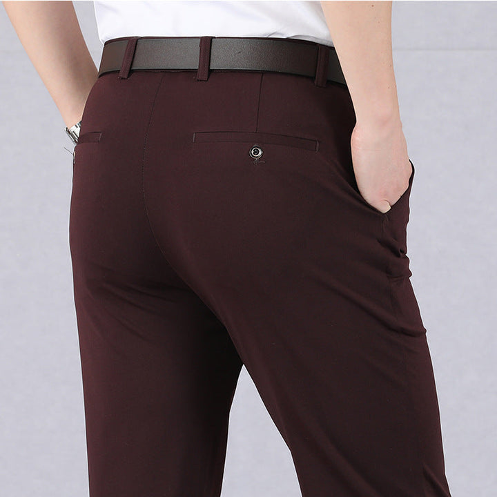 Stylish Stretch Men's Trousers - Alex-Red-8-Nora Luxe