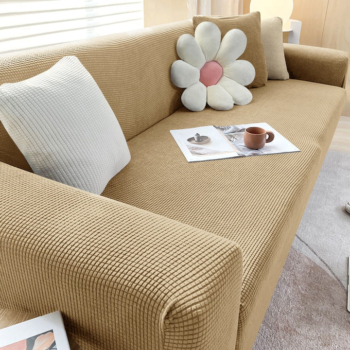 Stylish Stretchable Sofa Cover - StretchGuard-Beige White-1-Seater (35.4 – 55.1 in)-Nora Luxe